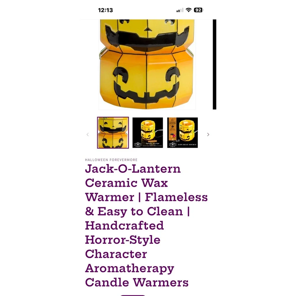Halloween Forevermore Jack-O-Lantern Ceramic Wax Warmer Electric Pumpkin‎ P09A